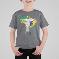 Brazilian Pride Christ the Redeemer Statue Latin America Brazil Map T Shirt For Kid - Wonder Print Shop