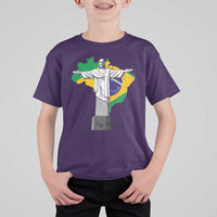 Brazilian Pride Christ the Redeemer Statue Latin America Brazil Map T Shirt For Kid - Wonder Print Shop
