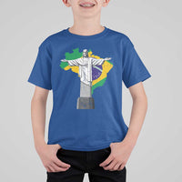 Brazilian Pride Christ the Redeemer Statue Latin America Brazil Map T Shirt For Kid - Wonder Print Shop