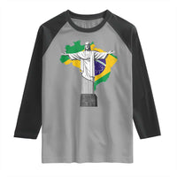 Brazilian Pride Christ the Redeemer Statue Latin America Brazil Map Raglan Shirt - Wonder Print Shop