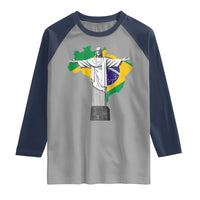 Brazilian Pride Christ the Redeemer Statue Latin America Brazil Map Raglan Shirt - Wonder Print Shop