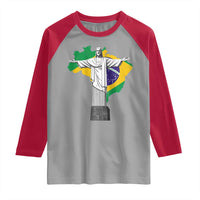 Brazilian Pride Christ the Redeemer Statue Latin America Brazil Map Raglan Shirt - Wonder Print Shop