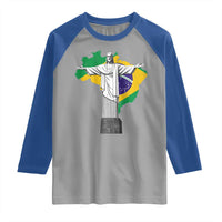 Brazilian Pride Christ the Redeemer Statue Latin America Brazil Map Raglan Shirt - Wonder Print Shop