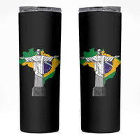 Brazilian Pride Christ the Redeemer Statue Latin America Brazil Map Skinny Tumbler - Wonder Print Shop