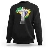 Brazilian Pride Christ the Redeemer Statue Latin America Brazil Map Sweatshirt - Wonder Print Shop