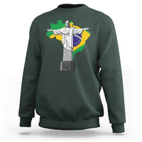 Brazilian Pride Christ the Redeemer Statue Latin America Brazil Map Sweatshirt - Wonder Print Shop
