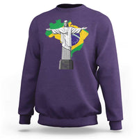 Brazilian Pride Christ the Redeemer Statue Latin America Brazil Map Sweatshirt - Wonder Print Shop