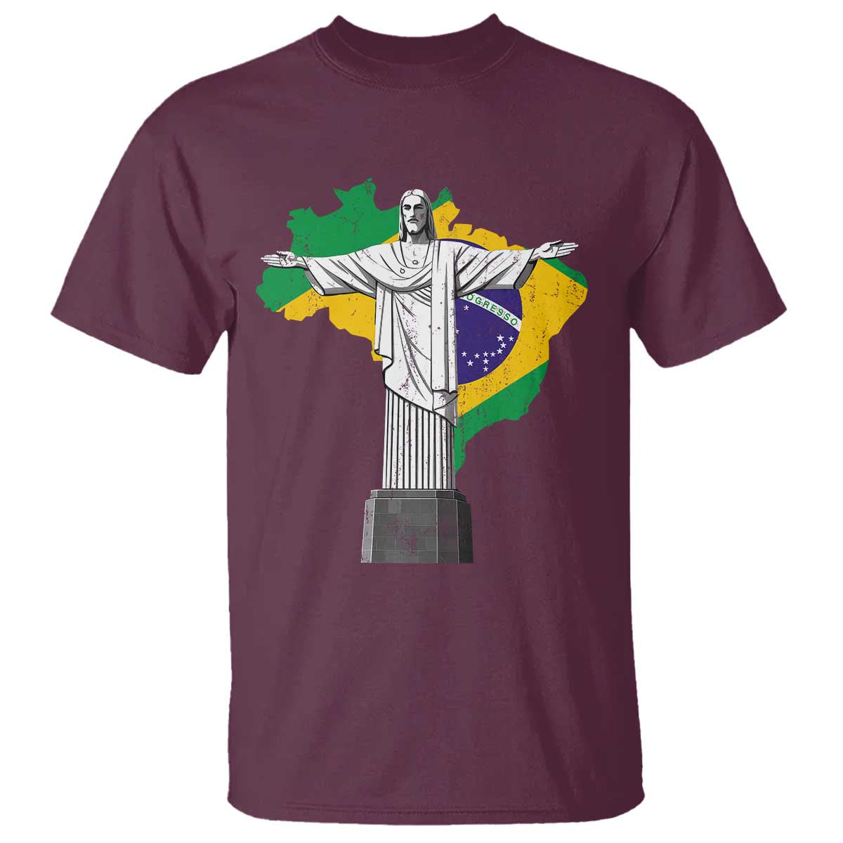 Brazilian Pride Christ the Redeemer Statue Latin America Brazil Map T Shirt - Wonder Print Shop