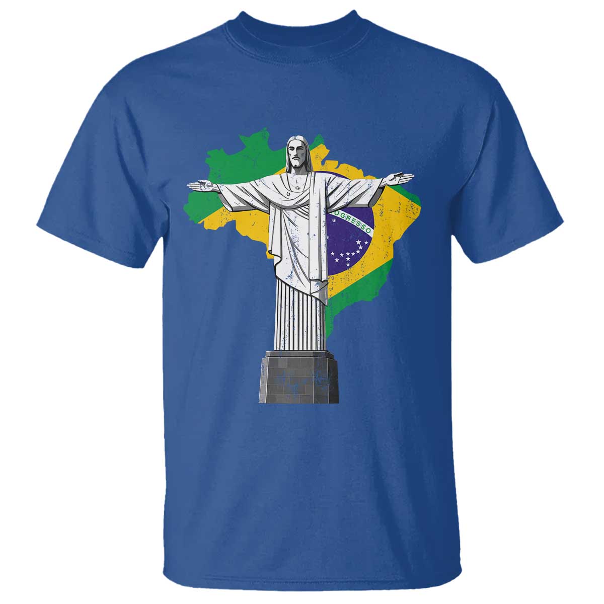 Brazilian Pride Christ the Redeemer Statue Latin America Brazil Map T Shirt - Wonder Print Shop