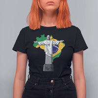 Brazilian Pride Christ the Redeemer Statue Latin America Brazil Map T Shirt For Women - Wonder Print Shop