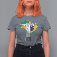 Brazilian Pride Christ the Redeemer Statue Latin America Brazil Map T Shirt For Women - Wonder Print Shop