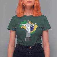 Brazilian Pride Christ the Redeemer Statue Latin America Brazil Map T Shirt For Women - Wonder Print Shop