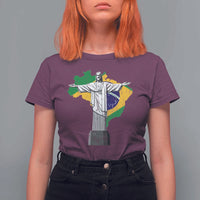 Brazilian Pride Christ the Redeemer Statue Latin America Brazil Map T Shirt For Women - Wonder Print Shop