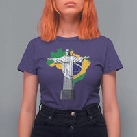 Brazilian Pride Christ the Redeemer Statue Latin America Brazil Map T Shirt For Women - Wonder Print Shop