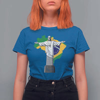 Brazilian Pride Christ the Redeemer Statue Latin America Brazil Map T Shirt For Women - Wonder Print Shop