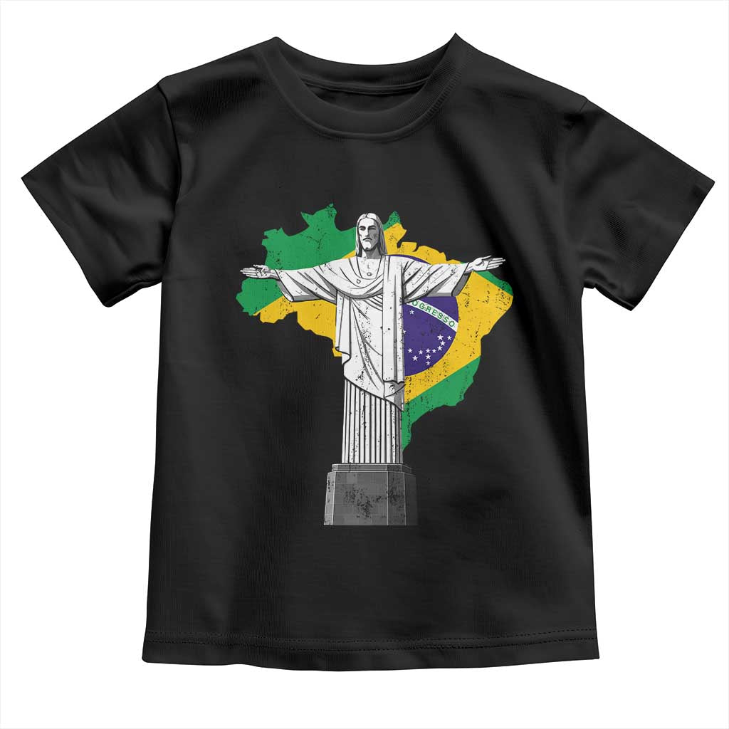 Brazilian Pride Christ the Redeemer Statue Latin America Brazil Map Toddler T Shirt - Wonder Print Shop