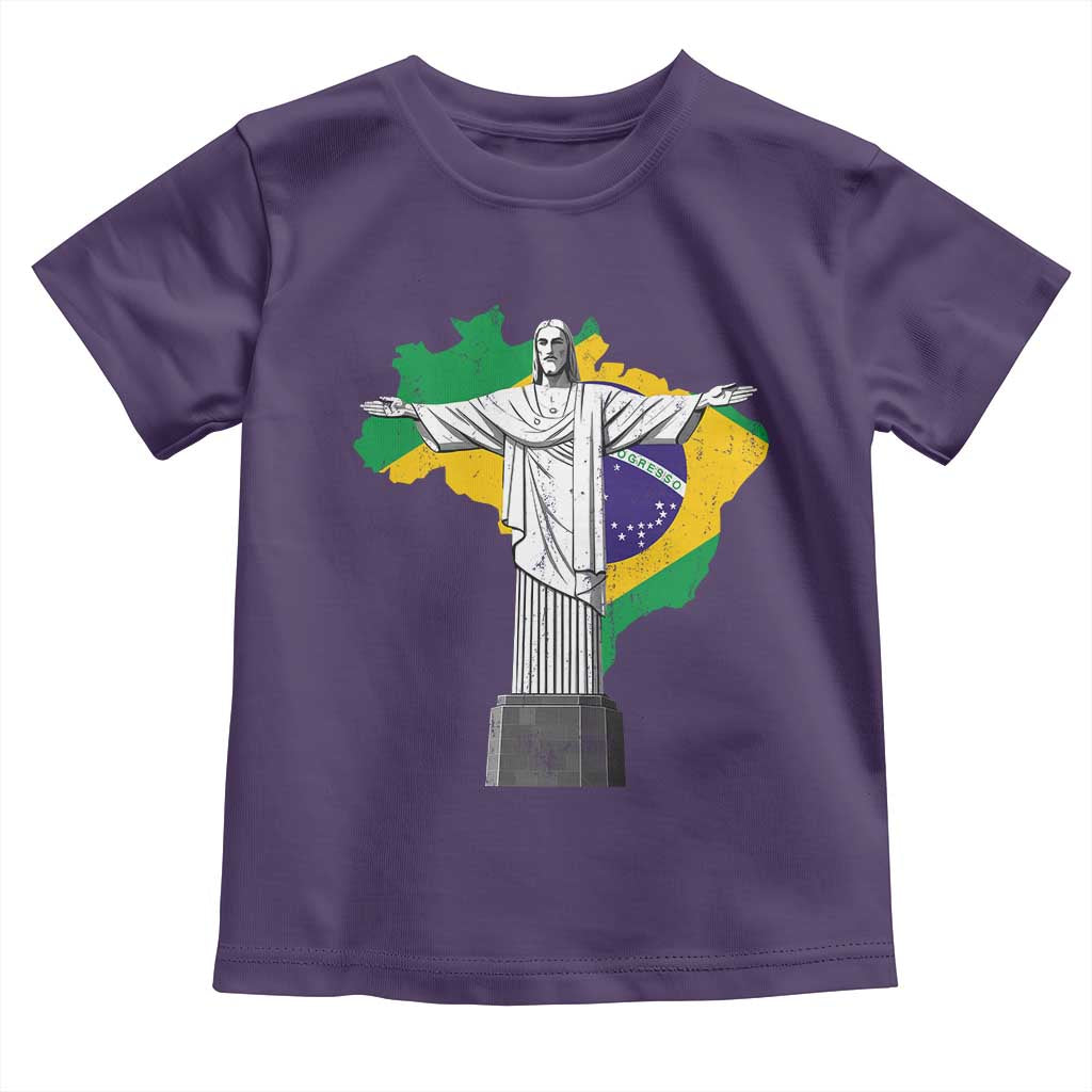 Brazilian Pride Christ the Redeemer Statue Latin America Brazil Map Toddler T Shirt - Wonder Print Shop