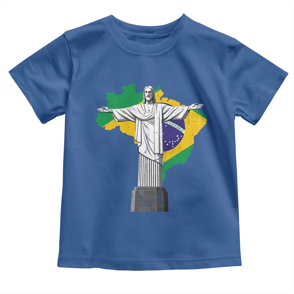 Brazilian Pride Christ the Redeemer Statue Latin America Brazil Map Toddler T Shirt - Wonder Print Shop