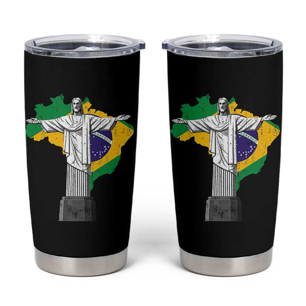 Brazilian Pride Christ the Redeemer Statue Latin America Brazil Map Tumbler Cup - Wonder Print Shop
