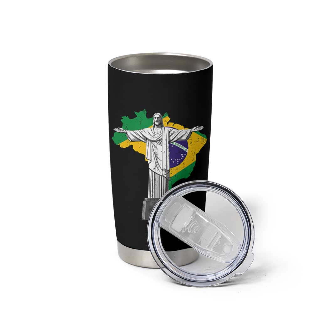 Brazilian Pride Christ the Redeemer Statue Latin America Brazil Map Tumbler Cup - Wonder Print Shop