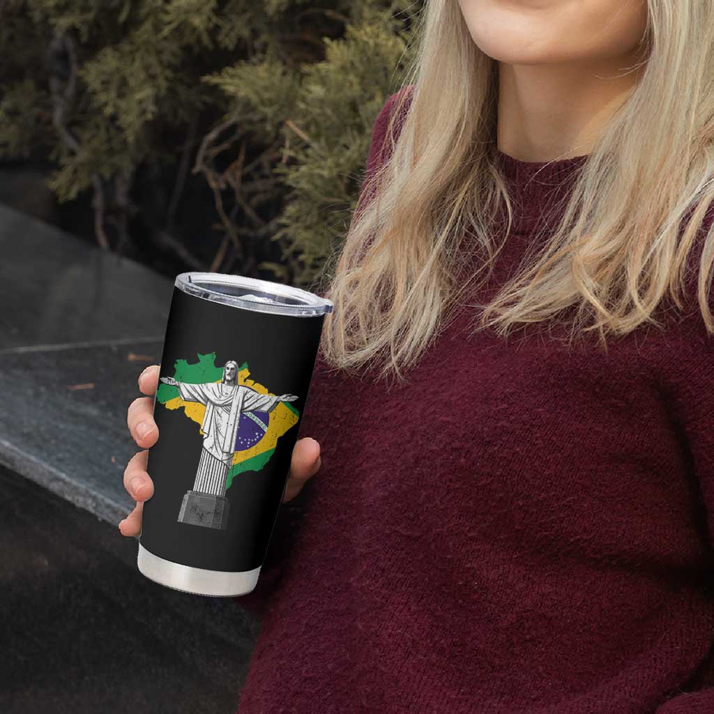 Brazilian Pride Christ the Redeemer Statue Latin America Brazil Map Tumbler Cup - Wonder Print Shop