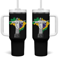 Brazilian Pride Christ the Redeemer Statue Latin America Brazil Map Tumbler With Handle - Wonder Print Shop