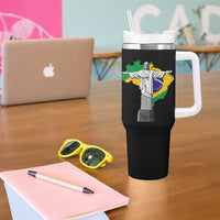Brazilian Pride Christ the Redeemer Statue Latin America Brazil Map Tumbler With Handle - Wonder Print Shop