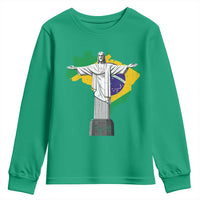Brazilian Pride Christ the Redeemer Statue Latin America Brazil Map Youth Sweatshirt - Wonder Print Shop