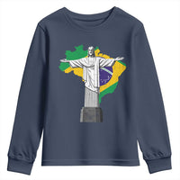 Brazilian Pride Christ the Redeemer Statue Latin America Brazil Map Youth Sweatshirt - Wonder Print Shop