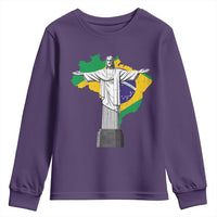 Brazilian Pride Christ the Redeemer Statue Latin America Brazil Map Youth Sweatshirt - Wonder Print Shop