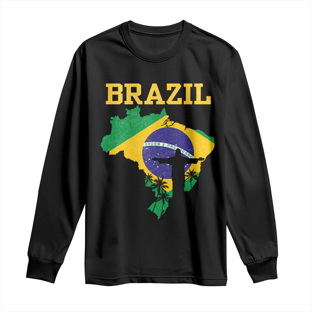 Brazilian Pride Christ the Redeemer Statue Latin America Long Sleeve Shirt - Wonder Print Shop
