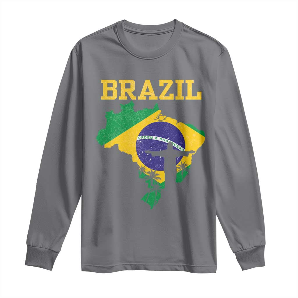 Brazilian Pride Christ the Redeemer Statue Latin America Long Sleeve Shirt - Wonder Print Shop
