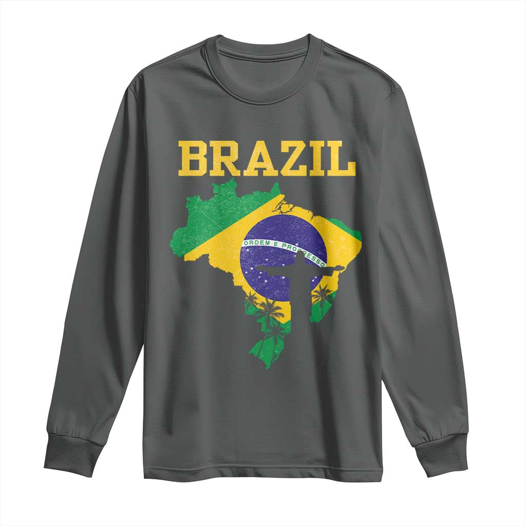 Brazilian Pride Christ the Redeemer Statue Latin America Long Sleeve Shirt - Wonder Print Shop