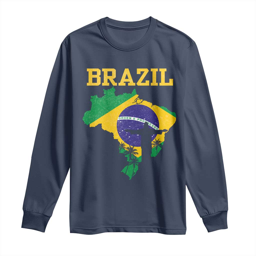 Brazilian Pride Christ the Redeemer Statue Latin America Long Sleeve Shirt - Wonder Print Shop