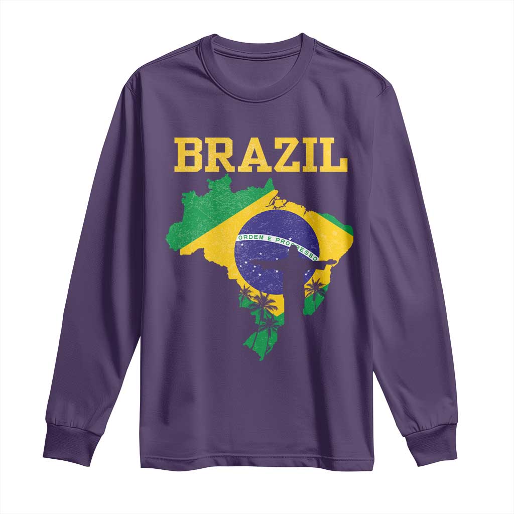 Brazilian Pride Christ the Redeemer Statue Latin America Long Sleeve Shirt - Wonder Print Shop