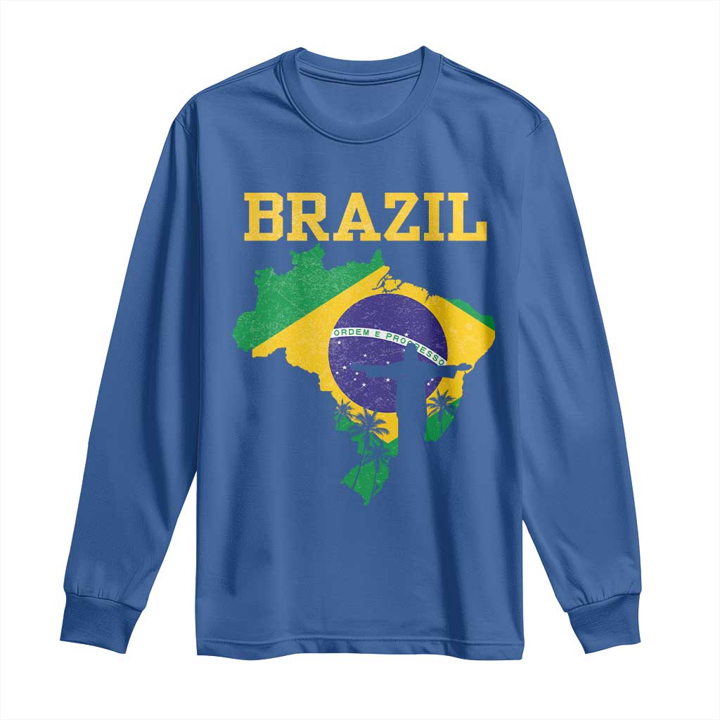Brazilian Pride Christ the Redeemer Statue Latin America Long Sleeve Shirt - Wonder Print Shop