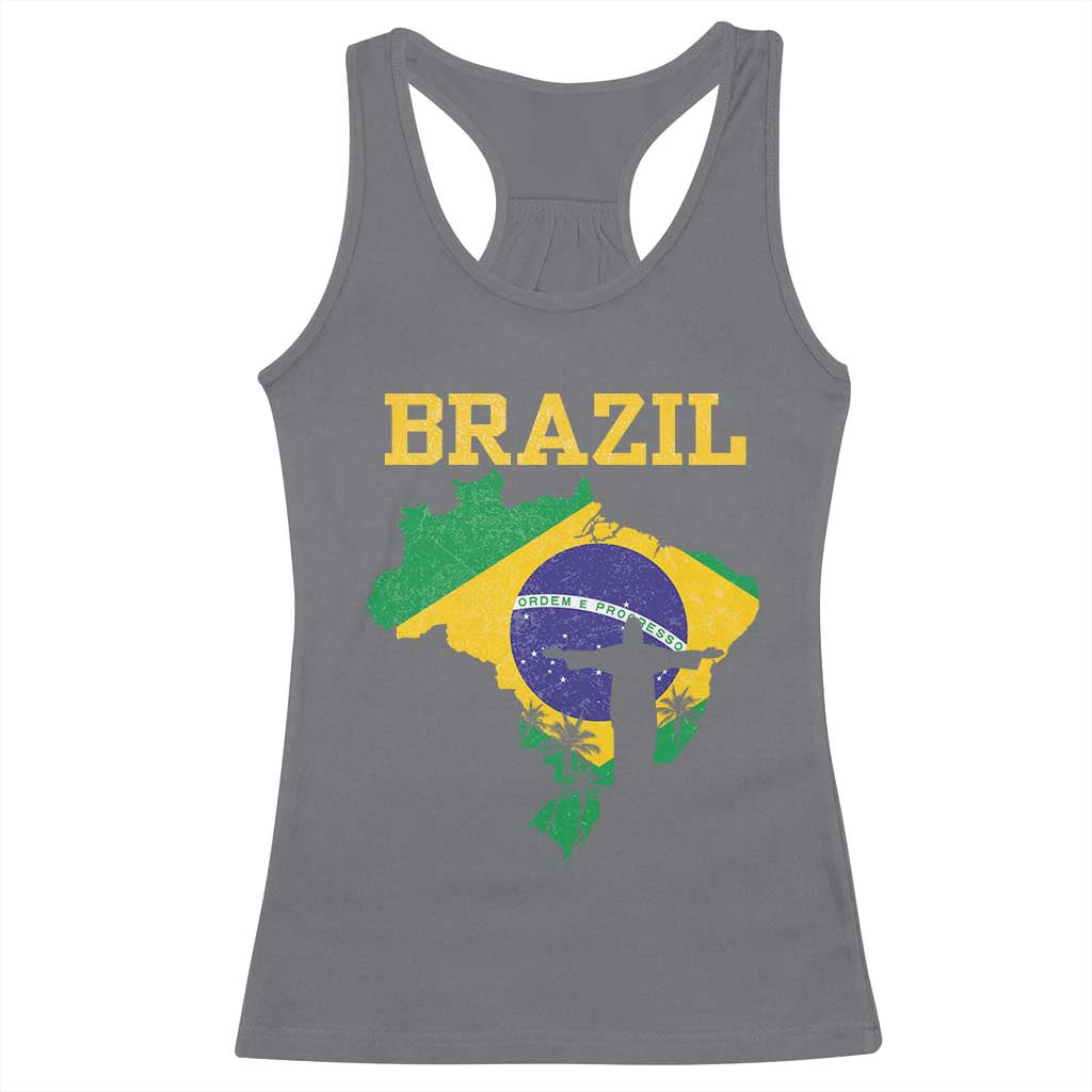 Brazilian Pride Christ the Redeemer Statue Latin America Racerback Tank Top - Wonder Print Shop