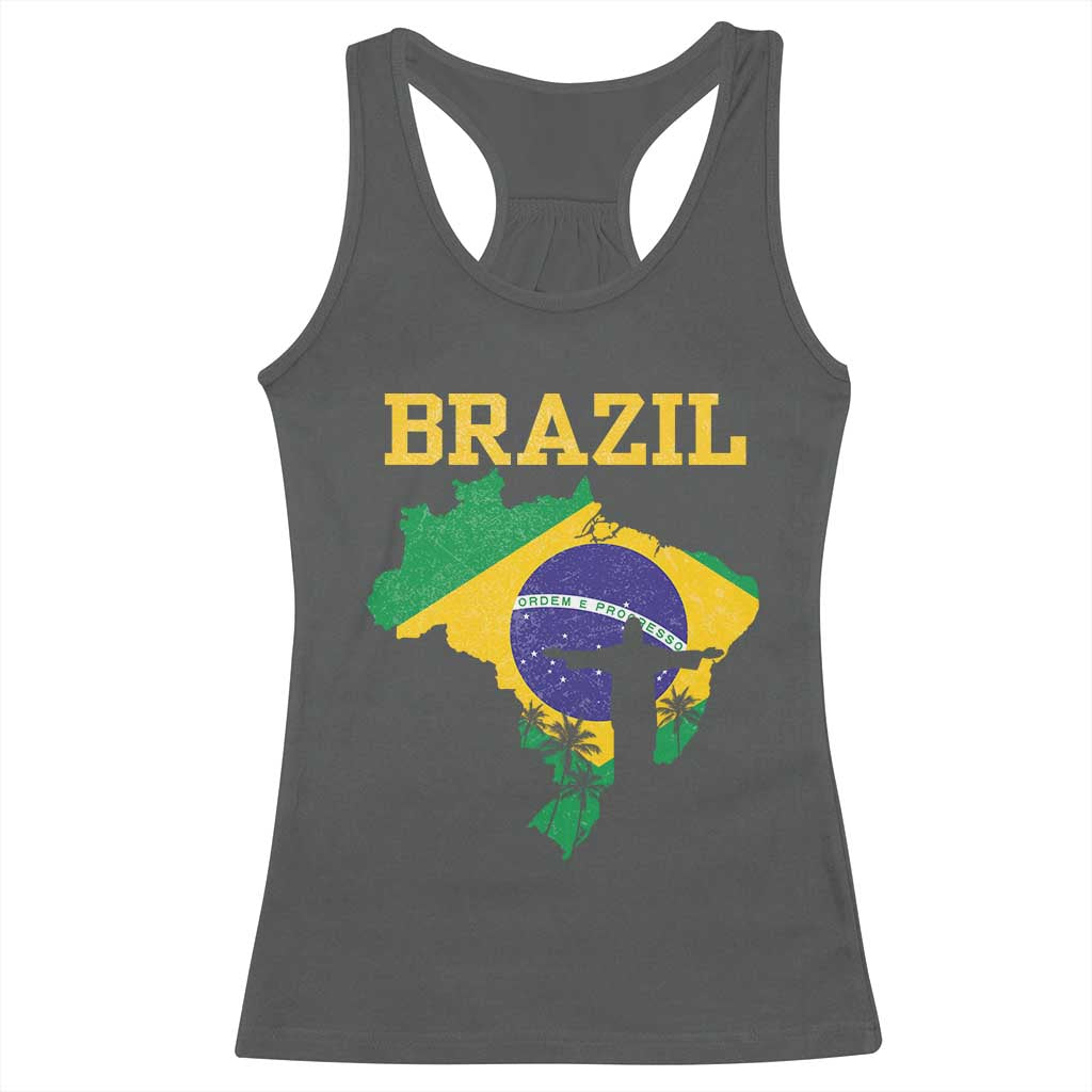 Brazilian Pride Christ the Redeemer Statue Latin America Racerback Tank Top - Wonder Print Shop