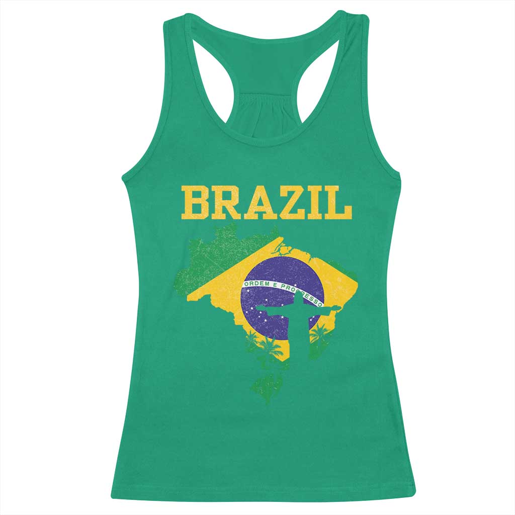 Brazilian Pride Christ the Redeemer Statue Latin America Racerback Tank Top - Wonder Print Shop