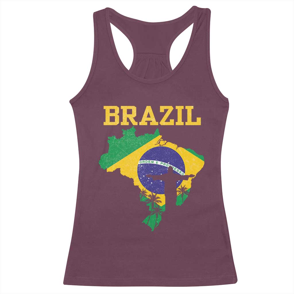 Brazilian Pride Christ the Redeemer Statue Latin America Racerback Tank Top - Wonder Print Shop