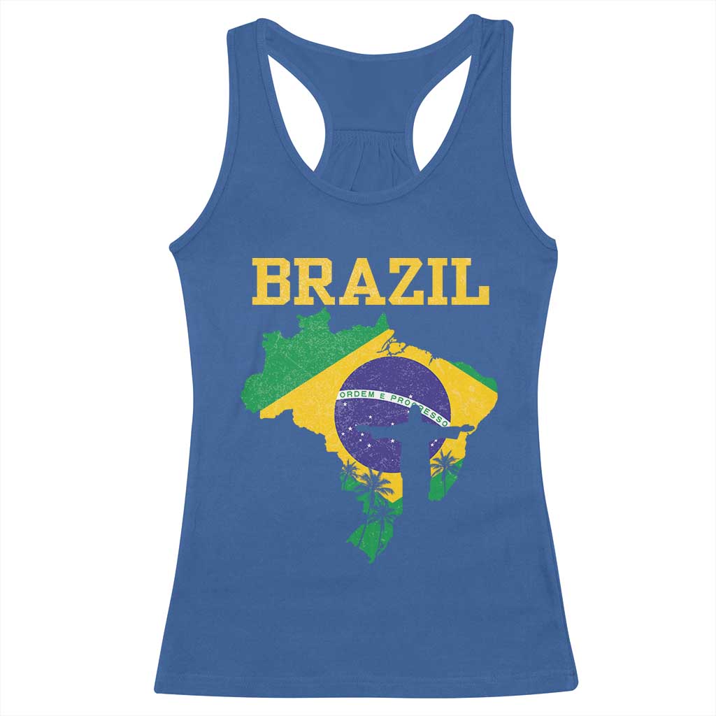 Brazilian Pride Christ the Redeemer Statue Latin America Racerback Tank Top - Wonder Print Shop