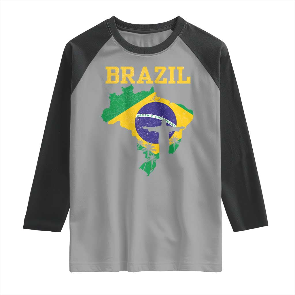 Brazilian Pride Christ the Redeemer Statue Latin America Raglan Shirt - Wonder Print Shop