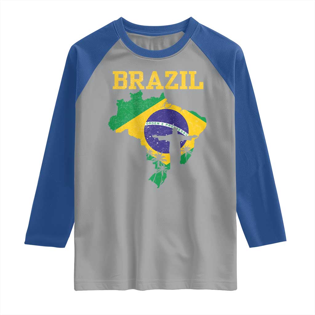 Brazilian Pride Christ the Redeemer Statue Latin America Raglan Shirt - Wonder Print Shop