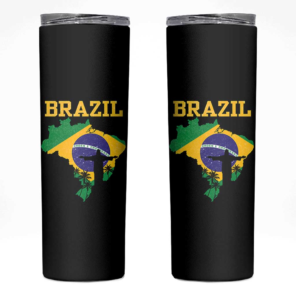Brazilian Pride Christ the Redeemer Statue Latin America Skinny Tumbler - Wonder Print Shop
