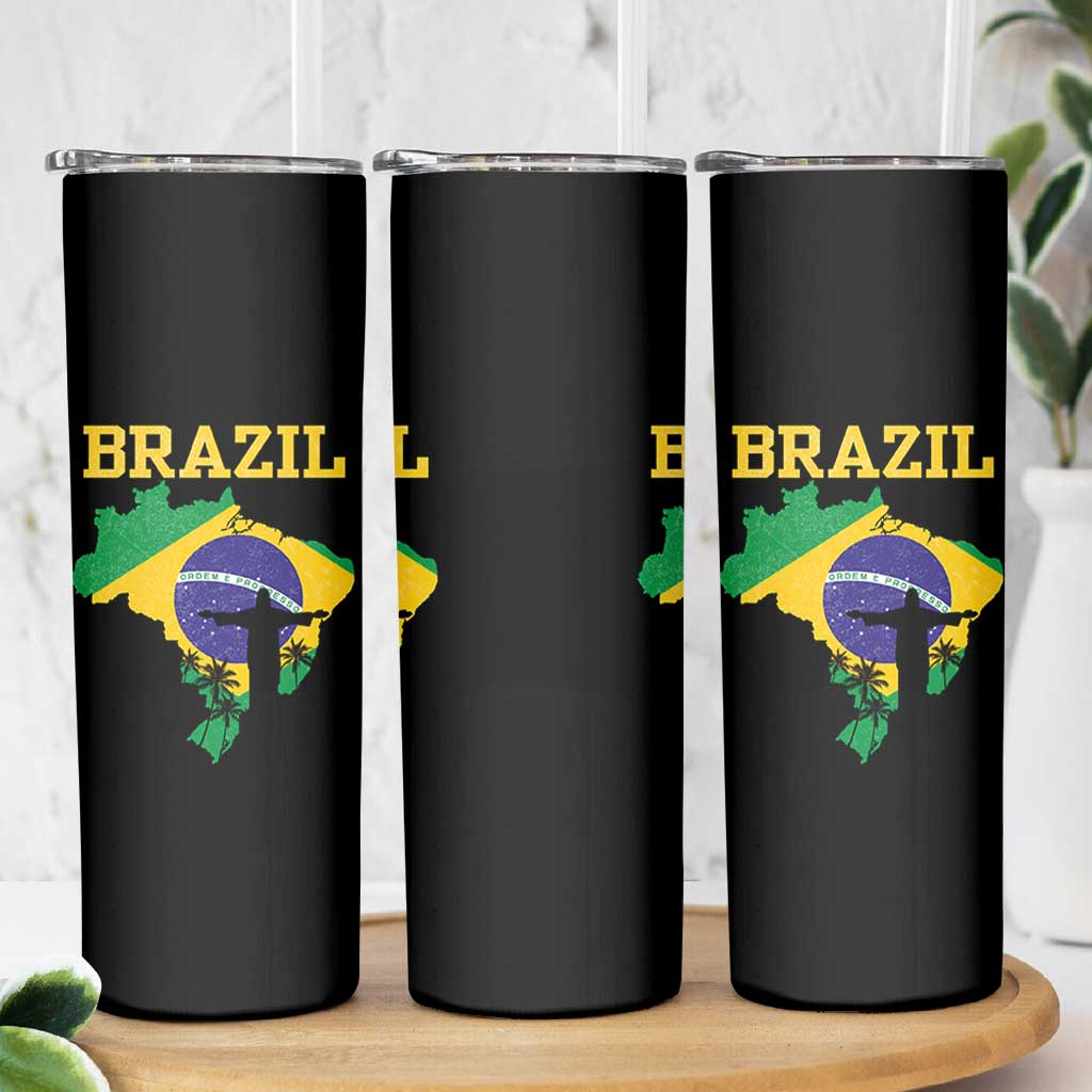 Brazilian Pride Christ the Redeemer Statue Latin America Skinny Tumbler - Wonder Print Shop