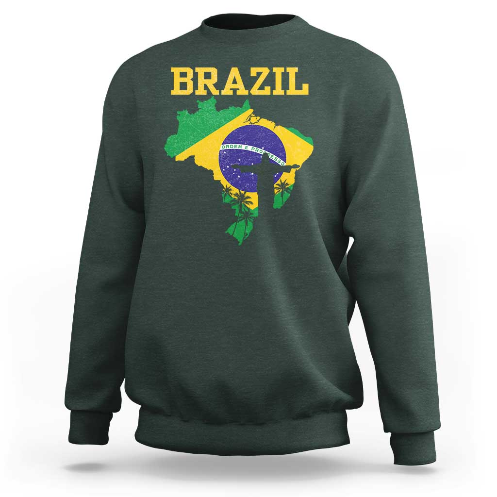 Brazilian Pride Christ the Redeemer Statue Latin America Sweatshirt - Wonder Print Shop