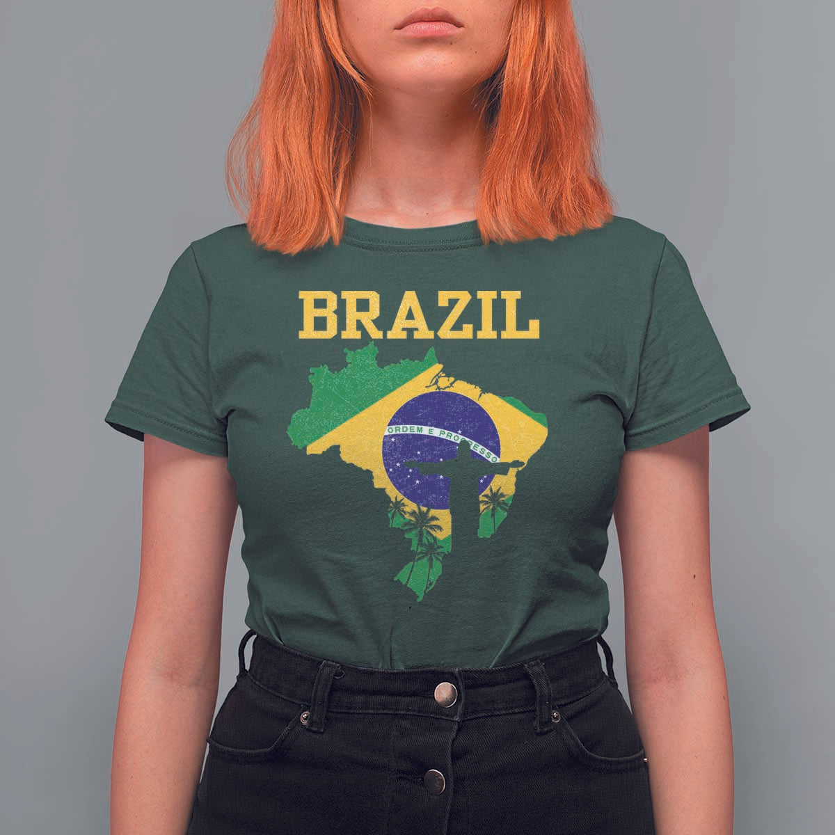 Brazilian Pride Christ the Redeemer Statue Latin America T Shirt For Women - Wonder Print Shop