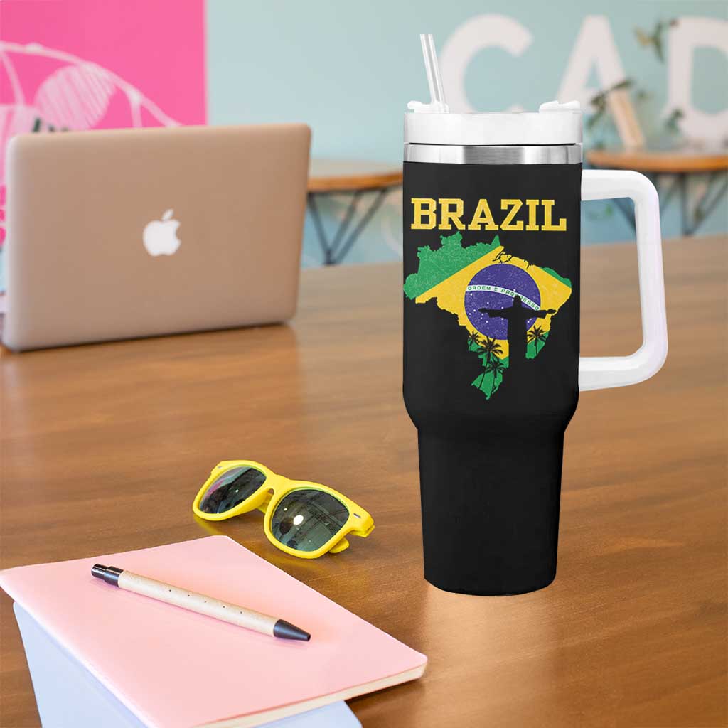 Brazilian Pride Christ the Redeemer Statue Latin America Tumbler With Handle - Wonder Print Shop
