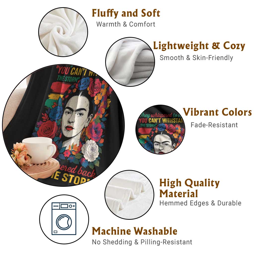 Frida Kahlo Throw Blanket They Whispered To Her You Cant Withstand The Storm - Wonder Print Shop