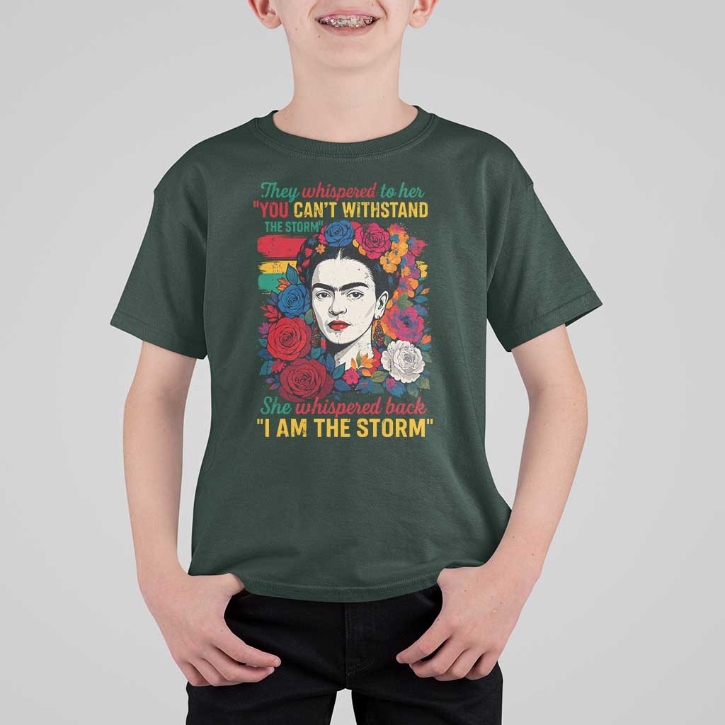 Frida Kahlo T Shirt For Kid They Whispered To Her You Cant Withstand The Storm - Wonder Print Shop